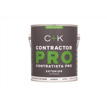 Contractor Pro Exterior Satin Ultra White Base Paint & Primer – 1 Gallon