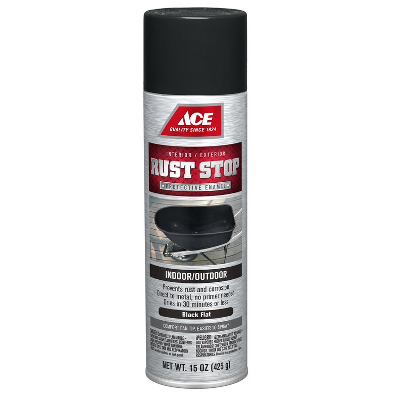 Rust Stop Flat Black Protective Enamel Spray Paint 15 oz