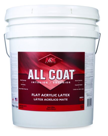 Interior/Exterior Flat White Paint  -  5 Gallon