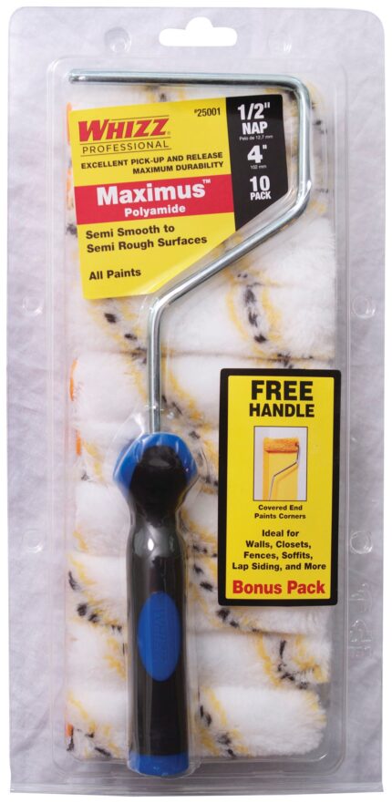 Maximus Polyamide Fabric 4 in. W X 1/2 in. Mini Paint Roller Cover 10 pk