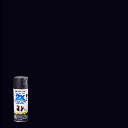 2X Ultra Cover Flat Black Spray Paint  -  12 oz