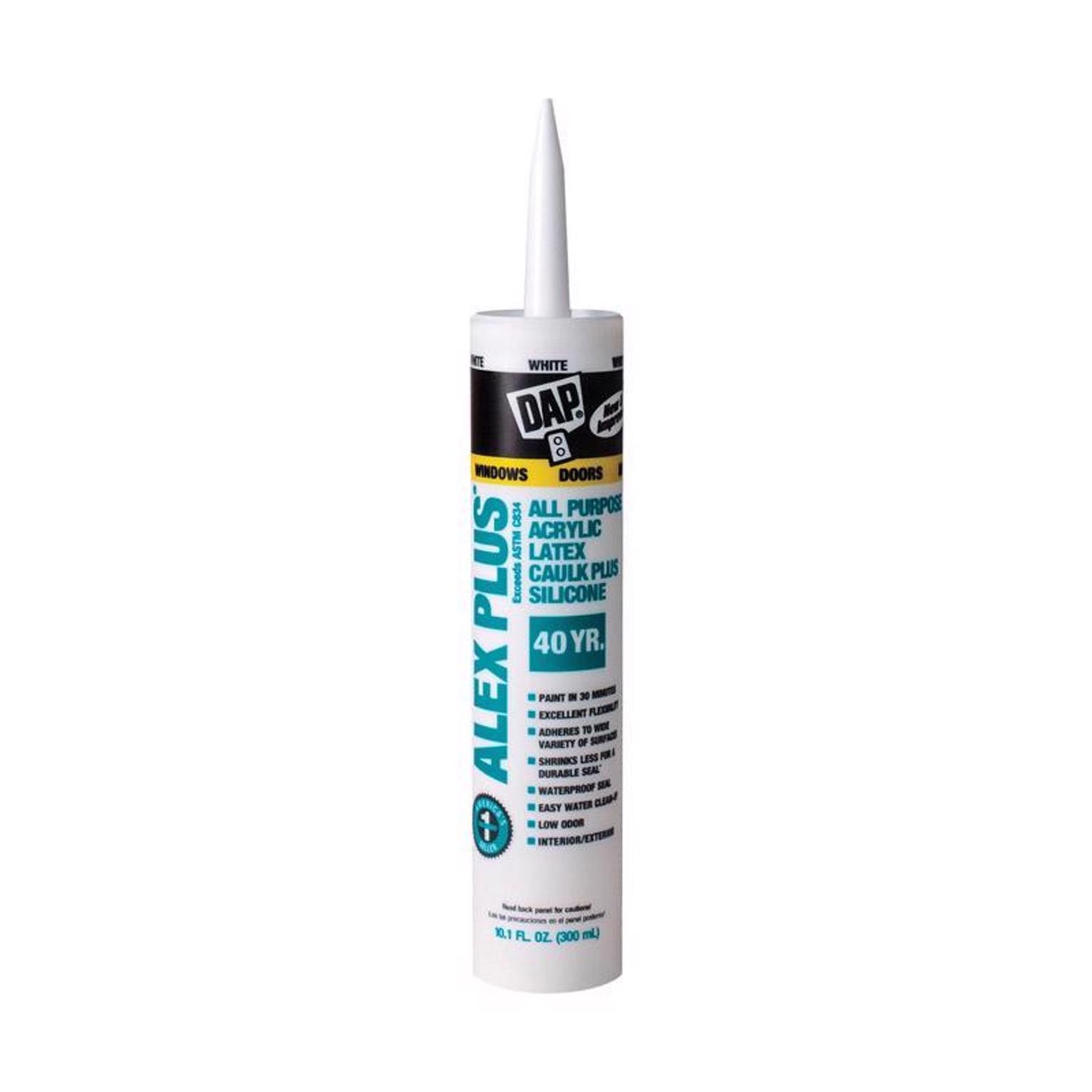 Alex Plus 10.1 oz. White Acrylic Latex Caulk Plus Silicone - photo 2