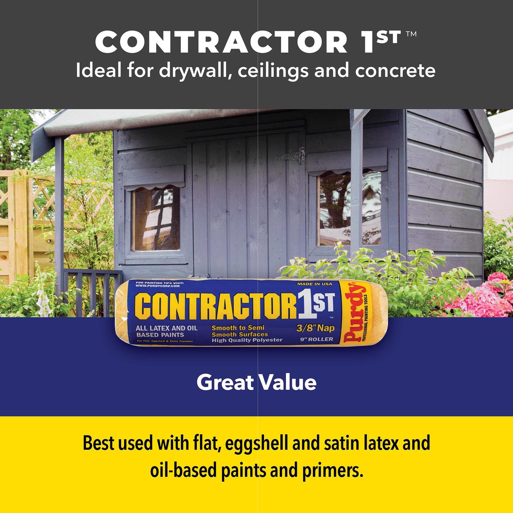 Purdy Contractor 1st Polyester 9 in. W X 1/2 in. Paint Roller Cover 1 pk