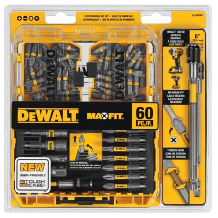 DeWalt Max Fit Assorted Screwdriver Bit Set Steel 60 pc