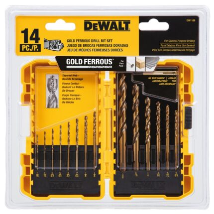 DeWalt Assorted High Speed Steel Pilot Point Drill Bit Set Straight Shank 14 pc