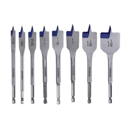 IRWIN Speedbor Carbon Steel Spade Bit Set Quick-Change Hex Shank 8 pc