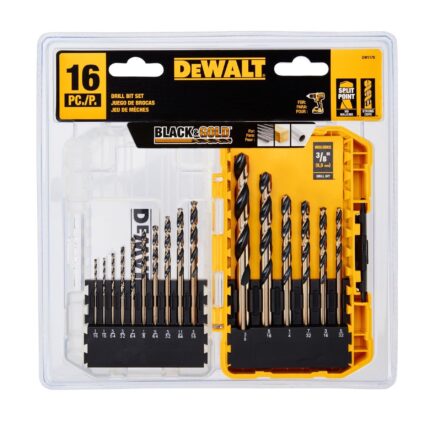 DeWalt Black & Gold Assorted High Speed Steel Drill Bit Set 3-Flat Shank 16 pc
