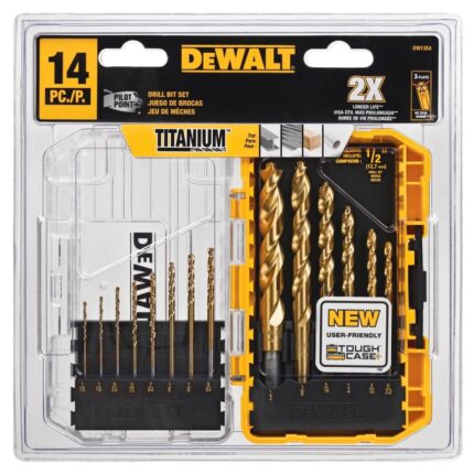 DeWalt Pilot Point Assorted Titanium Drill Bit Set Straight Shank 14 pc