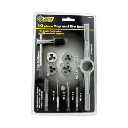 Steel Grip Metric M8-1.25, M4-0.7, M6-1.0, M5-0.8 Tap and Die Set