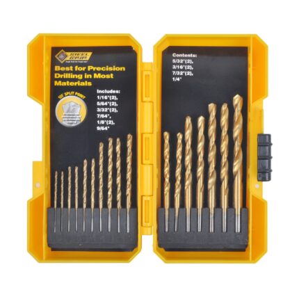 Steel Grip Titanium Drill Bit Set Straight Shank 17 pc