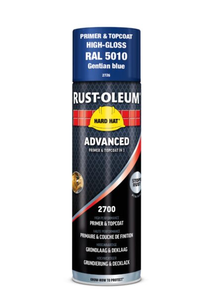 500 ml Hard Hat Advanced Primer and Topcoat Spray Gentian Blue Gloss RAL 5010