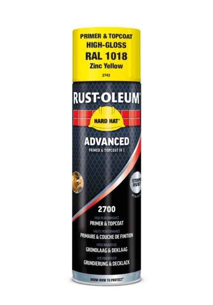 500 ml Hard Hat Advanced Primer and Topcoat Spray Zinc Yellow Gloss RAL 1018