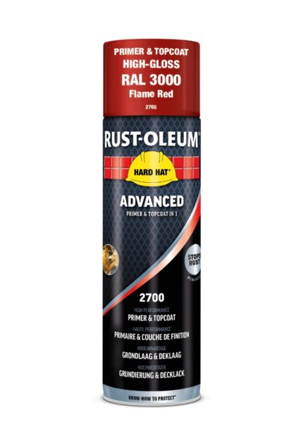 500 ml Hard Hat Advanced Primer and Topcoat Spray Flame Red Gloss RAL 3000