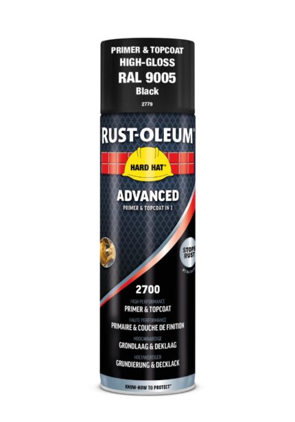 500 ml Hard Hat Advanced Primer and Topcoat Spray Jet Black Gloss RAL 9005